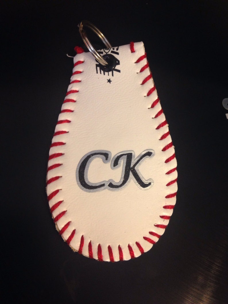 Leather Baseball Bag backpack name tag key chain Etsy