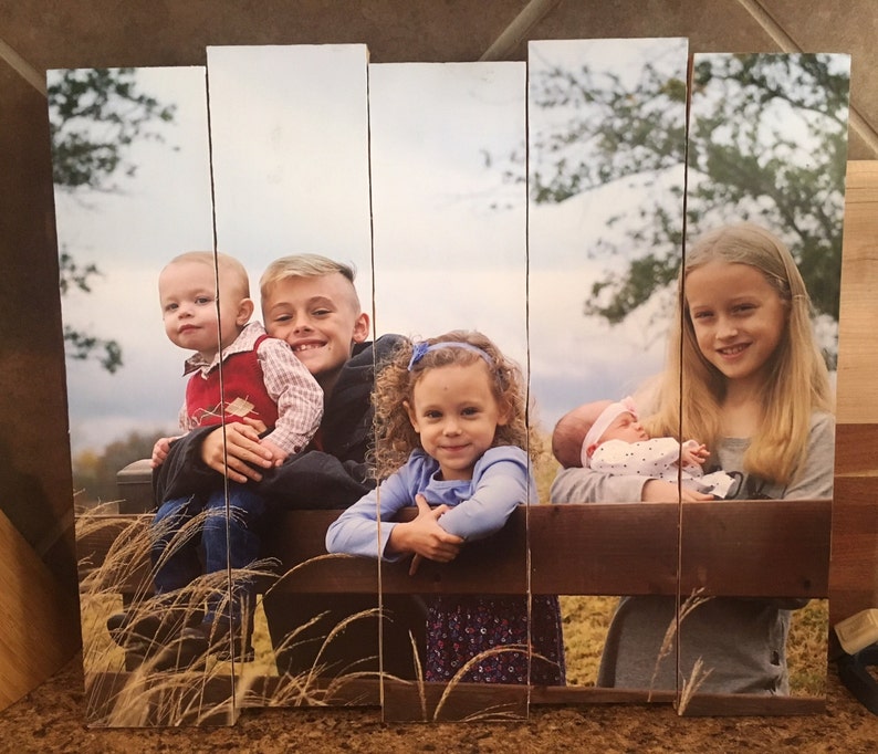 wood slats 16x20 personalized Wood Family Picture