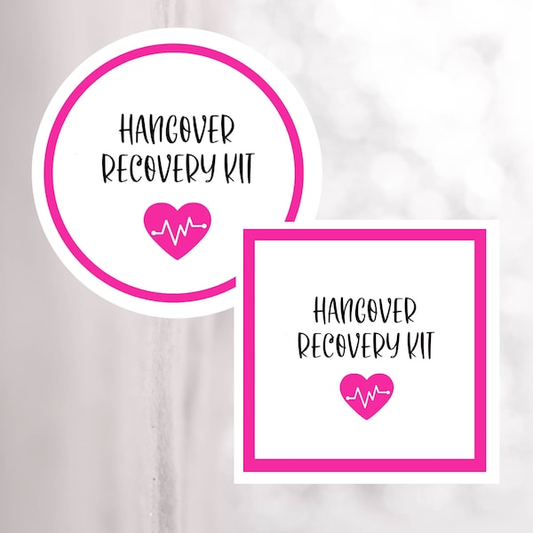 Birthday Hangover, Hangover Recovery Kit Sticker, Printable Hangover Recovery Tag, Hotel Bag Sticker, Adult Party Favor