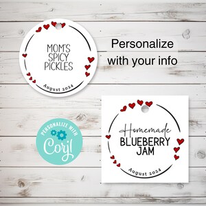 Custom Canning Editable Tag or Label, Printable Food and Baked Goods,  Food Gift Labels, Hostess Gift Tag, Canning Jar Stickers