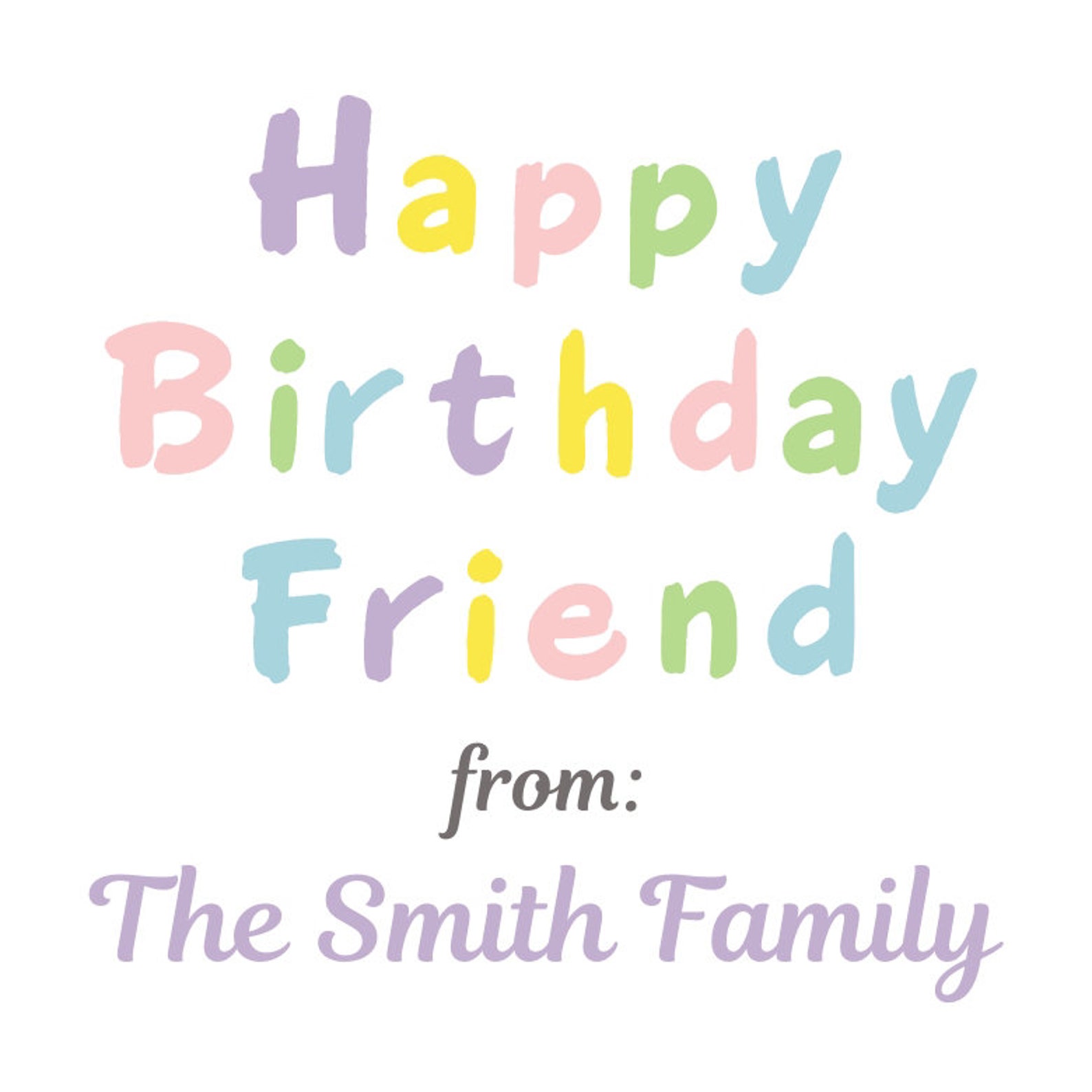 Happy Birthday Friend Gift Tag Editable, Printable Birthday Tags ...