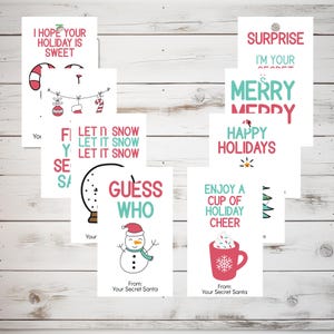 Conjunto de etiquetas para presente do amigo secreto com 8 designs de Natal, pacote de etiquetas de Natal para impressão, etiqueta para troca de presentes do amigo secreto