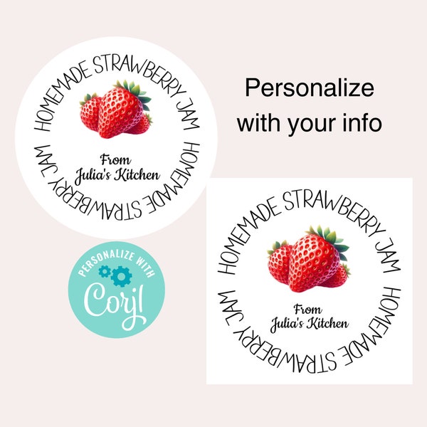 Homemade Strawberry Jam Editable Gift tag, Printable Food and Baked Goods,  Food Gift Labels, Hostess Gift, Canning Jar Stickers