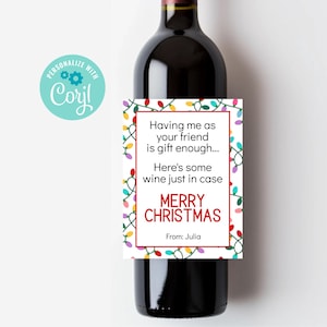 M'avoir comme ami Étiquettes de vin modifiables drôles, étiquettes de vin imprimables pour des cadeaux de vacances ou des cadeaux d'hôtesse, je suis le cadeau