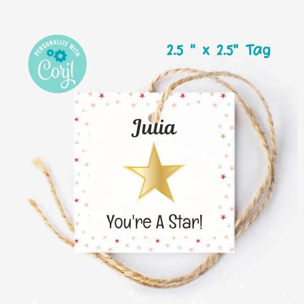 EDITABLE You're A Star Tag, Printable Fine Arts Tag, Gift For Actors, High School Theater, Drama Gift Tag