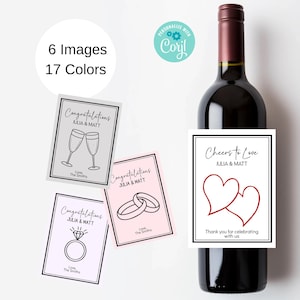 Etiquetas para garrafas de vinho, etiqueta para vinho de casamento, presente de noivado, presente de vinho personalizado para casal, etiqueta de noivado, presente de noivado