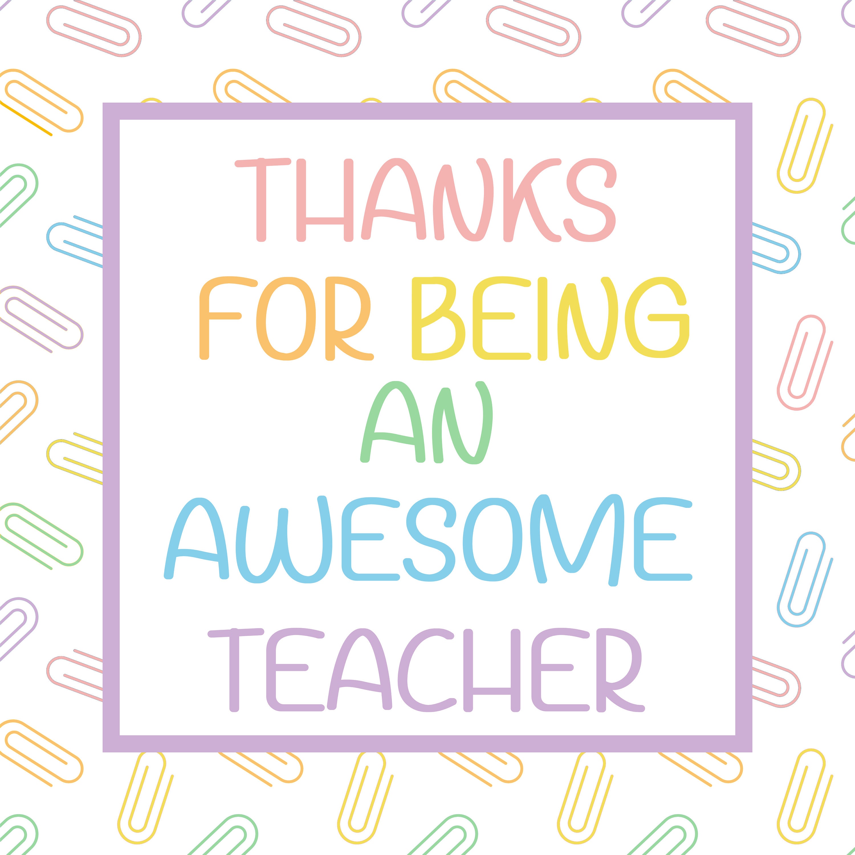 Teacher Thank You Printable Gift Tag, Printable Appreciation Tag ...