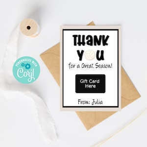 Tarjeta para padres de equipo o entrenador de voleibol, agradecimiento por una gran temporada, tarjetero de regalo para entrenador de voleibol, obsequio de agradecimiento de fin de temporada