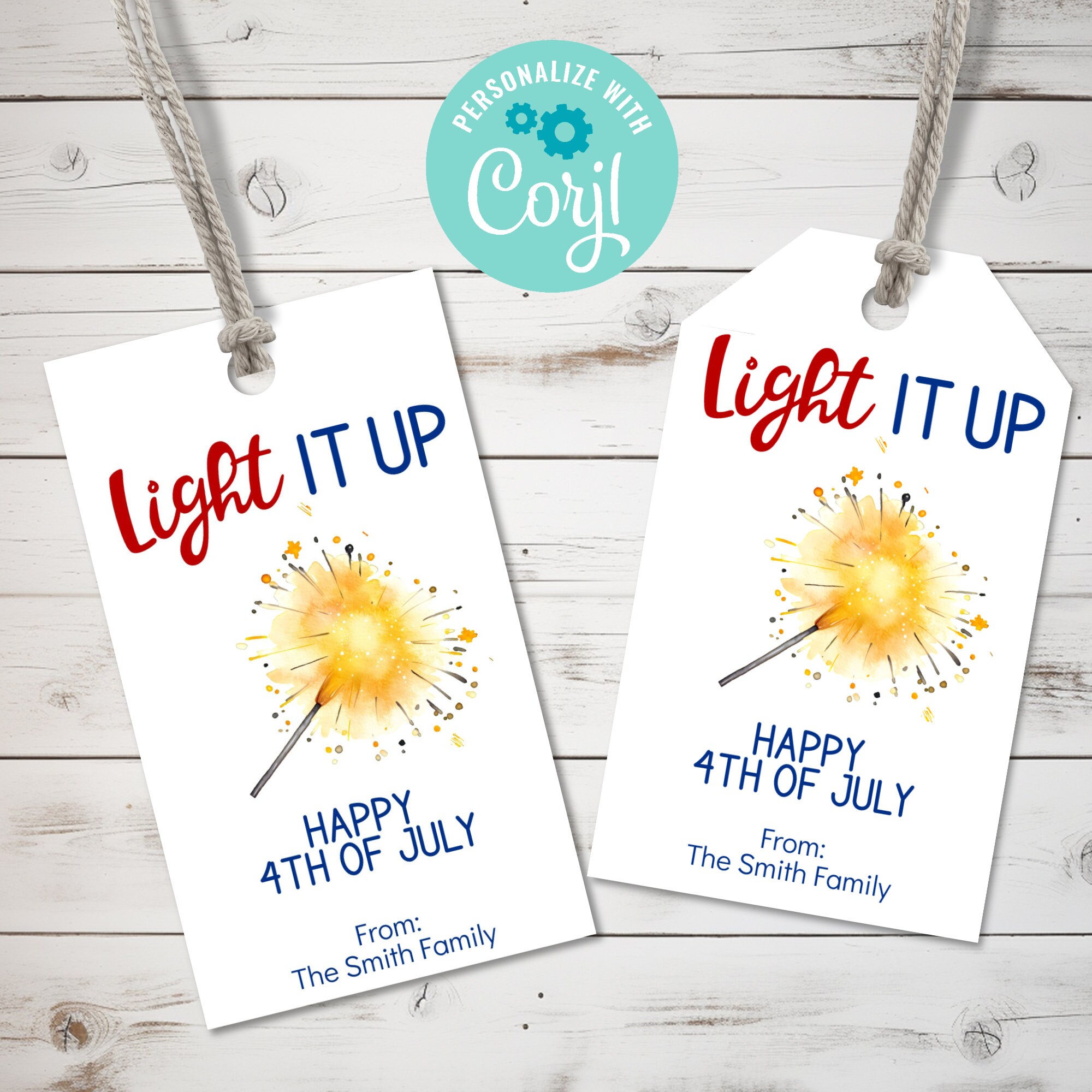 Editable Fourth of July Sparkler Tags, Printable July 4th, Happy 4th of ...
