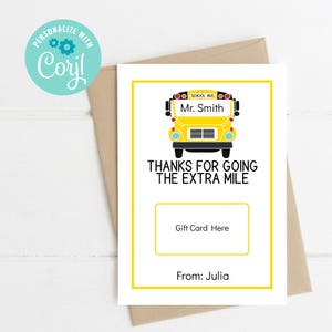 Cadeau pour chauffeur de bus, porte-cartes cadeau modifiable pour chauffeur de bus scolaire, remerciement imprimable pour chauffeur de bus, départ à la retraite de chauffeur de bus, cadeau de fin d'année