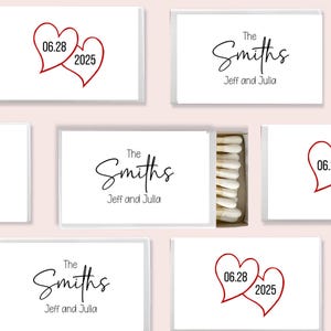 Custom Matchboxes, Personalized Matches for Wedding Souvenirs, Custom Matchbox Template with Last Name, Matchbox Labels for Wedding Favors