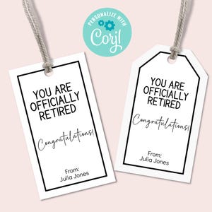 Étiquette-cadeau modifiable officiellement retirée, étiquette imprimable toutes les occasions, étiquette-cadeau de retraite minimaliste pour enseignant, infirmière, collègue ou ami