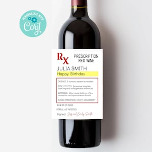 Personalisiertes Rezept Weinetikett, druckbares Etikett für Rot- oder Weißwein, lustiges Neuheitsgeschenk für Geburtstag oder Jubiläum