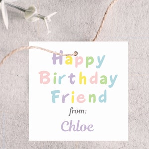 Happy Birthday Friend Gift Tag Editable, Printable Birthday Tags ...