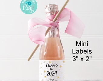 EDITABLE Cheers to 2024 Mini Label, Cheers to 2024, Printable New Year's Eve Label, Mini Champagne Label, NYE Party Favor