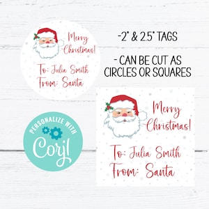 EDITABLE Santa Gift Tags, Printable Christmas Tags, Personalized From Santa Tags, Happy Holidays Tags, Instant Download