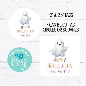 Halloween Ghost Tags Editable, Printable Fall Tags, Ghost Favor Tag, Halloween Favor Tags, Trick or Treat Tags, Ghost Treat Tag