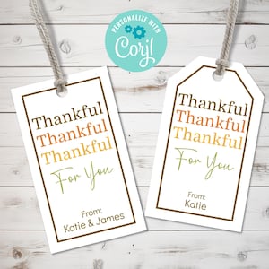 Étiquette cadeau modifiable pour Thanksgiving, étiquette de lieu de fête des amis imprimable, étiquette de remerciement pour vos amis, collègues ou bénévoles