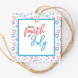 4th of July Decoration, Printable Fourth of July, Happy 4th of July Tag, Red White and Blue, Patriotic Gift Tag, Instant Download