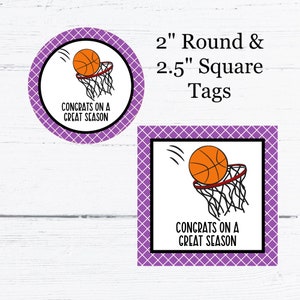 Etiquetas para obsequios de equipo, etiquetas imprimibles de felicitaciones de baloncesto, etiquetas de equipos deportivos, etiquetas de galletas de baloncesto, etiquetas imprimibles de fin de temporada, etiquetas para bolsas de obsequios