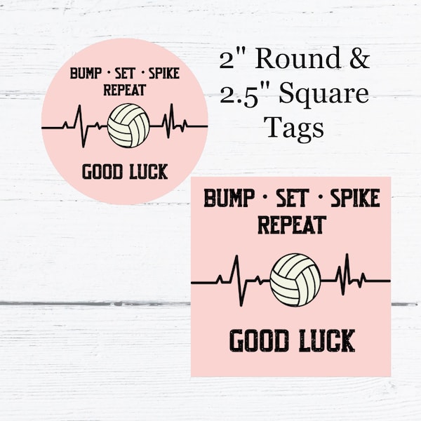 Printable Good Luck Volleyball Tags, Volleyball Team Gifts, Team Treat Tags, Bump Set Spike