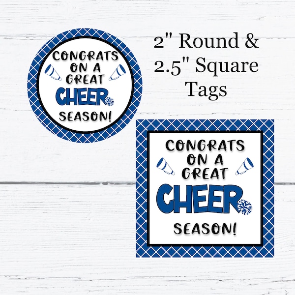 Printable Congrats Cheer Tags, Team Treat Tags, Sports Team Tags, Cookie Tags Cheer, End of Season Printable, Goodie Bag Tag