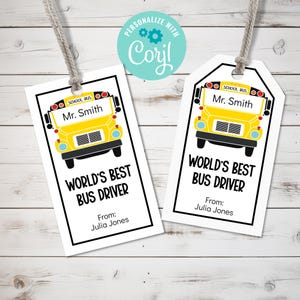 Cadeau pour chauffeur de bus, Étiquette de chauffeur de bus scolaire modifiable, Étiquette d'appréciation imprimable, Retraite de chauffeur de bus, Appréciation de chauffeur de bus, Meilleurs du monde