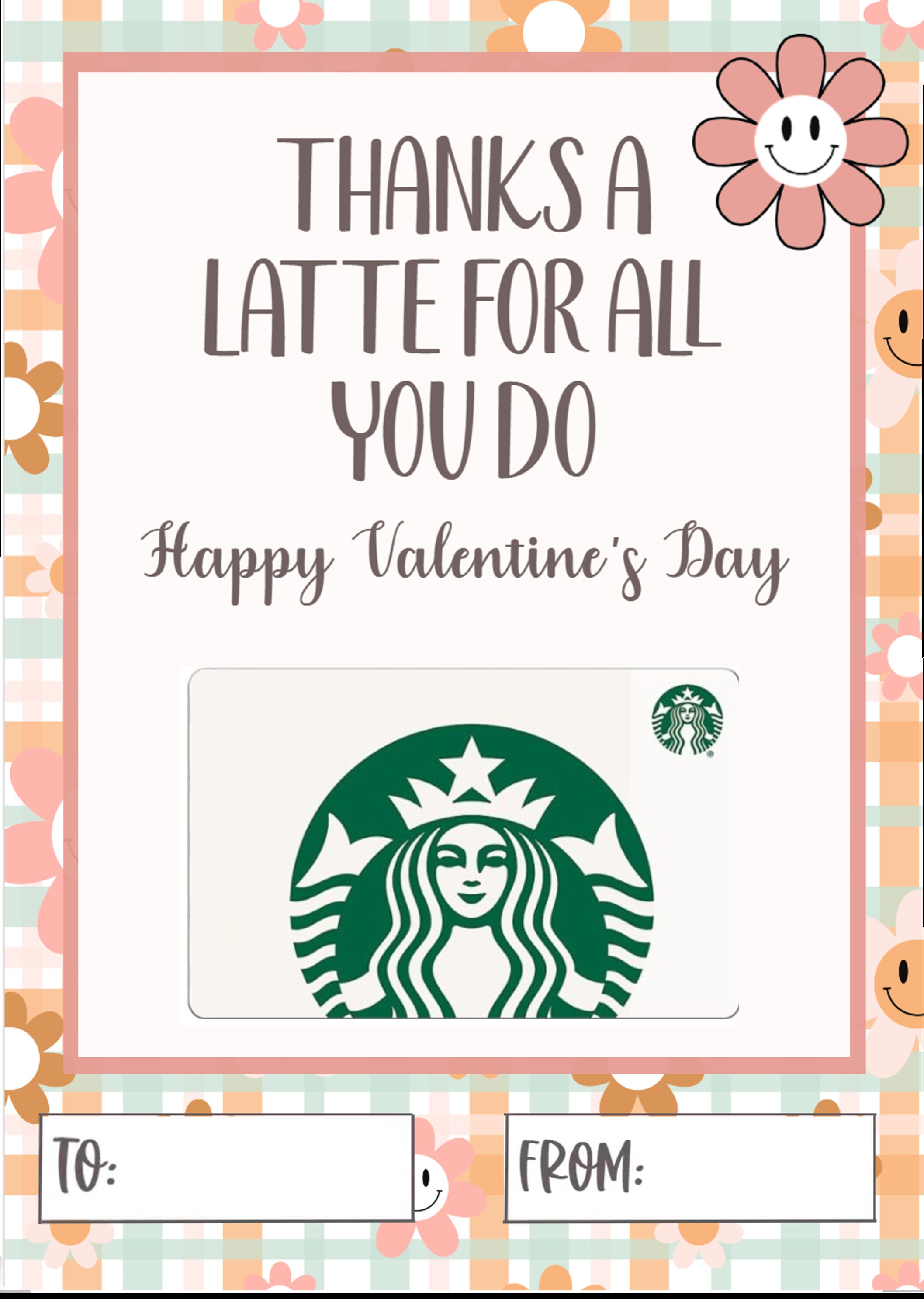 Printable Valentine's Gift Card Holder, Thanks A Latte Gift Card Holder, Instant Download Gift ...