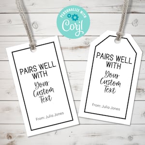S'agence bien avec une étiquette cadeau modifiable minimaliste, une étiquette imprimable toutes occasions, une étiquette personnalisée bricolage pour hôtesse de l'alcool ou du vin