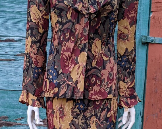 Vintage Blouse & Skirt Set Country Floral Lauren Ralph Lauren – 1990s