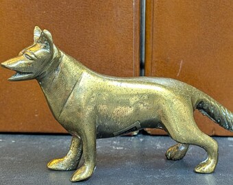 Vintage Figurine Solid Brass Fox Hand Finished Miniature– 1970s