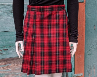 Vintage Skort Damen Rot Tartan Plissee