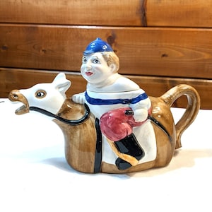 Vintage Teapot Lady Jockey on Pony – 1980s