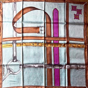 Vintage Scarf Equestrian Silk PURPLE Saddlers Art Stübben