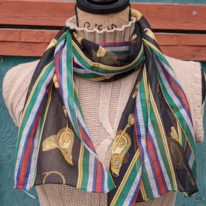 Vintage Scarf Sheer Equestrian Detail Italian – 1990s