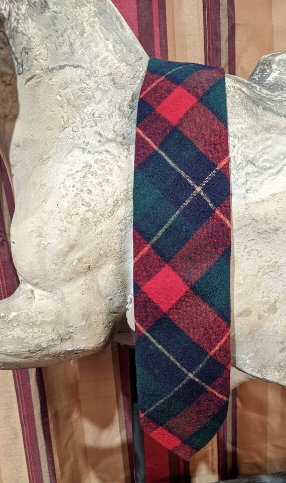 Vintage Necktie Red Plaid Pendleton Wool – 1980s - image 2