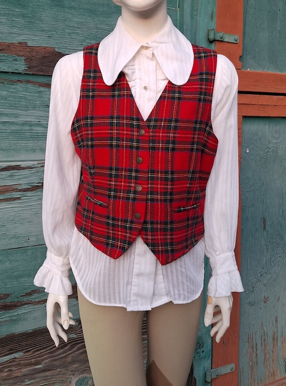 Vintage Vest Red Plaid Preppy Country Club Gap Clo