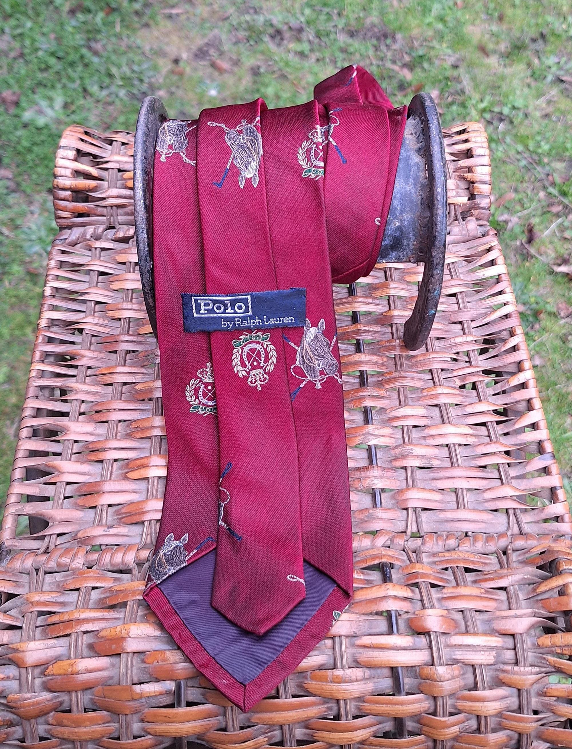 ヴィンテージ シルクネクタイ ポロ ラルフローレン バーガンディ 乗馬