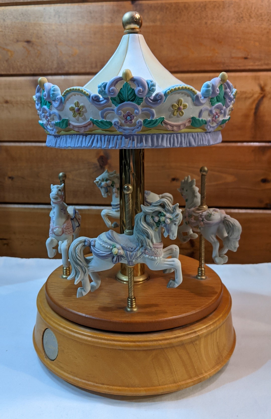 Vintage Tabletop Carousel Westland Rotating Base Music Box Etsy