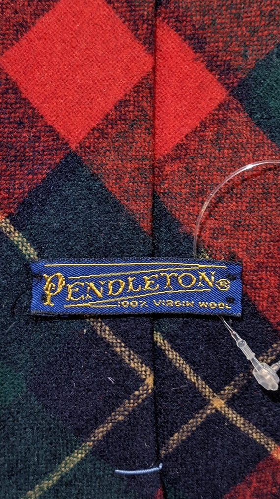 Vintage Necktie Red Plaid Pendleton Wool – 1980s - image 4