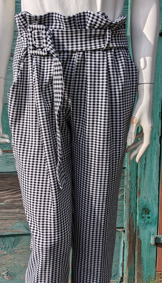 Vintage Trousers Black and White Country Plaid W/… - image 3