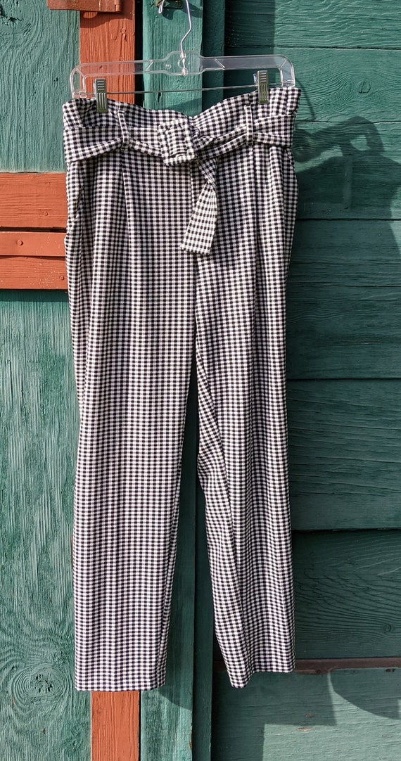 Vintage Trousers Black and White Country Plaid W/… - image 6