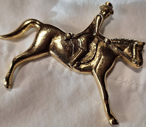 Vintage Pin Fox Hunter English Pewter Goldtone-19… - image 2