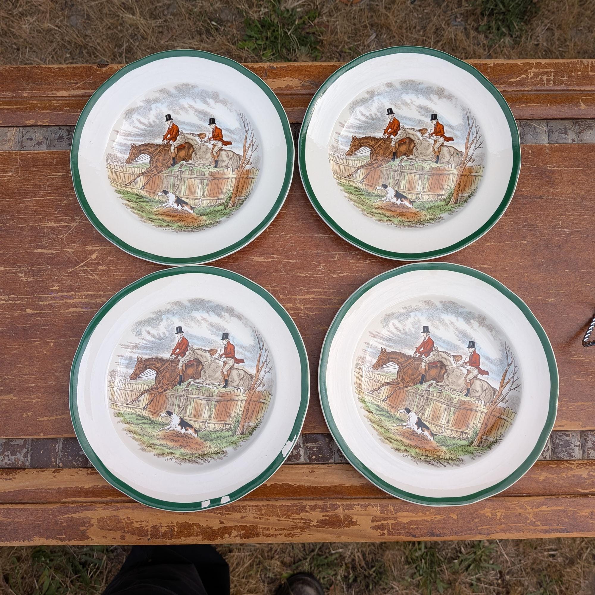 Vintage Spode Plates Set of 4 Salad the Hunt Series 'first Over