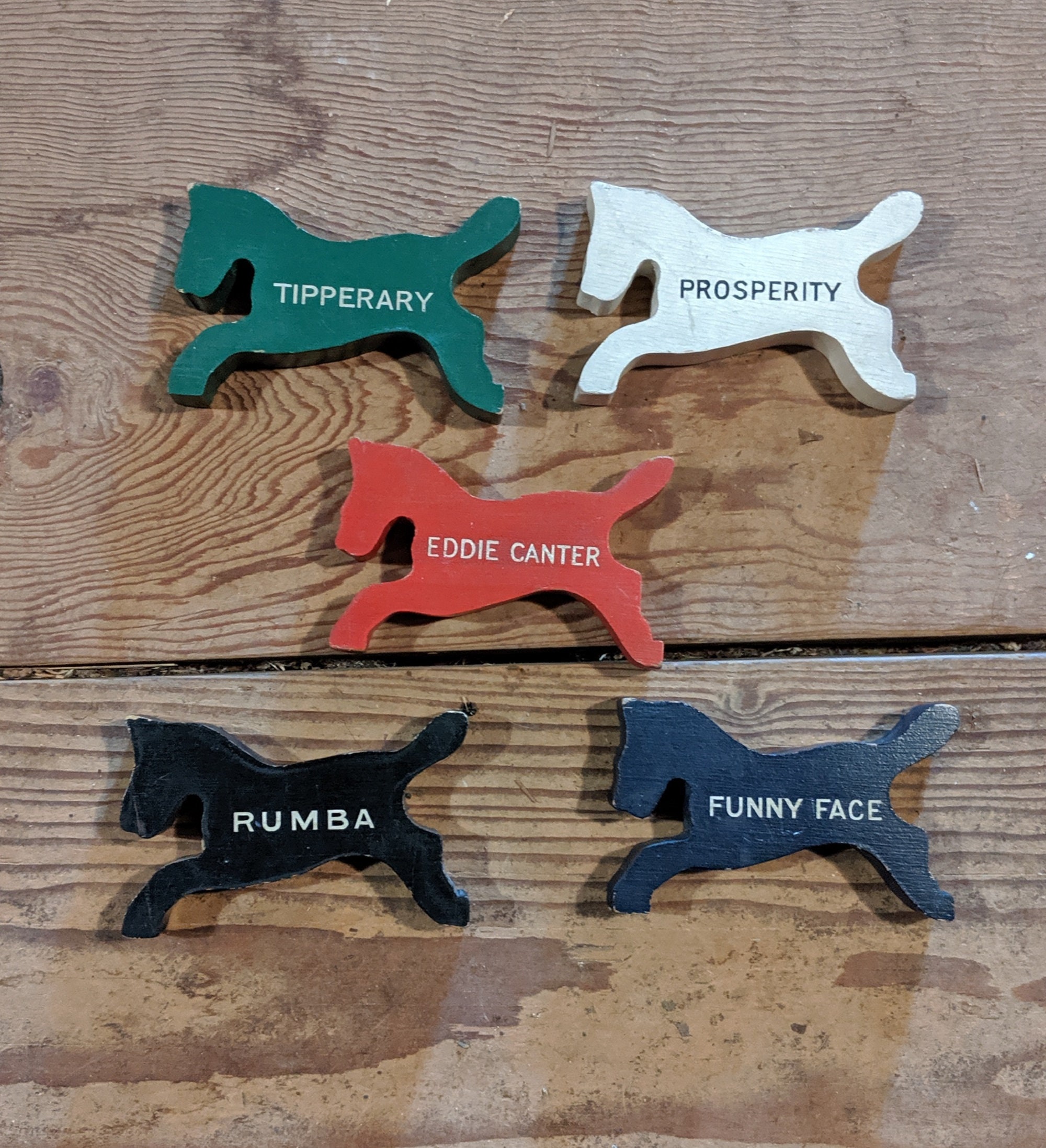 Vintage Wood Race Horse Game Pieces - 1950s