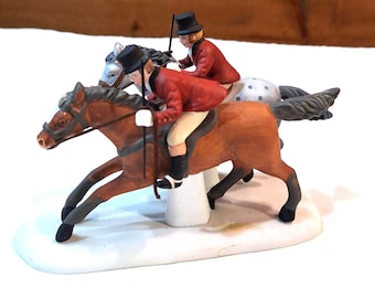 Vintage Figurine Dept 56 Dickens Christmas Tally Ho Fox Hunter Pair – 1990s