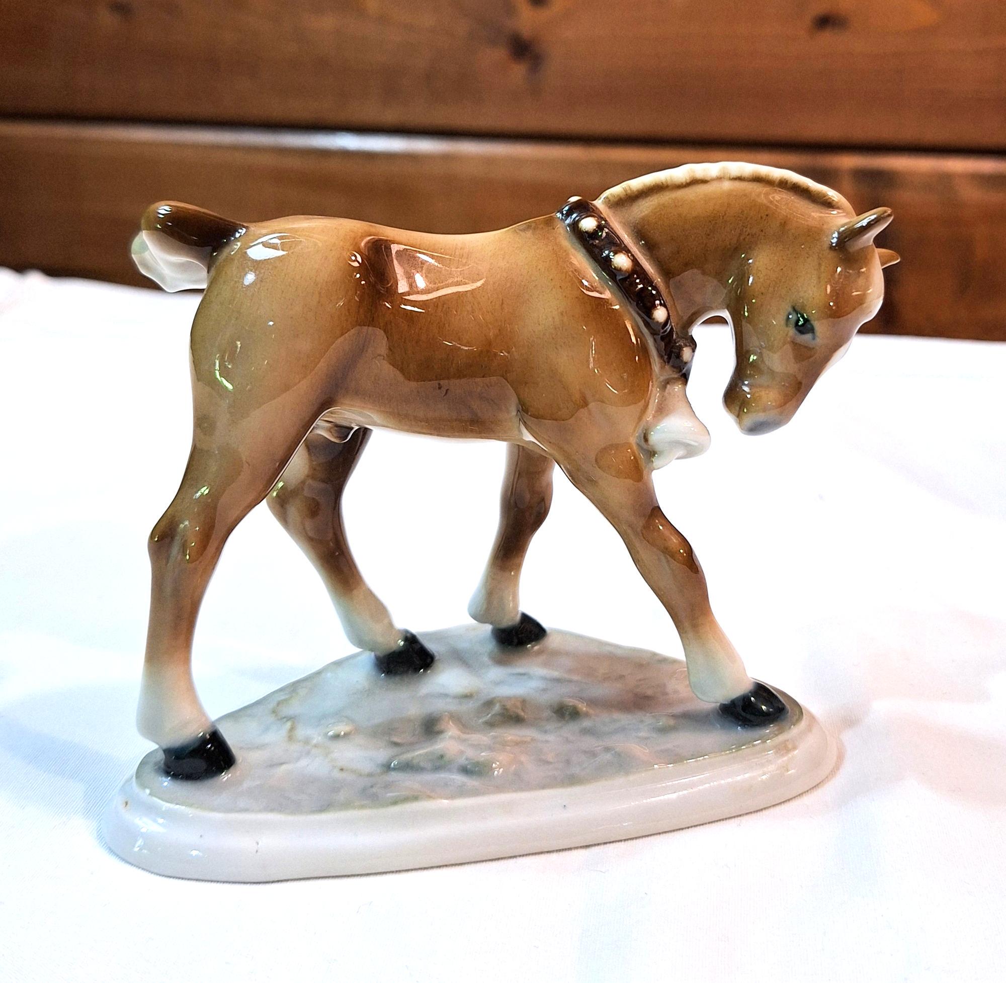 Vintage Figurine Porcelain Zsolnay Draft Horse Colt Hungary