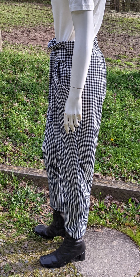 Vintage Trousers Black and White Country Plaid W/… - image 4