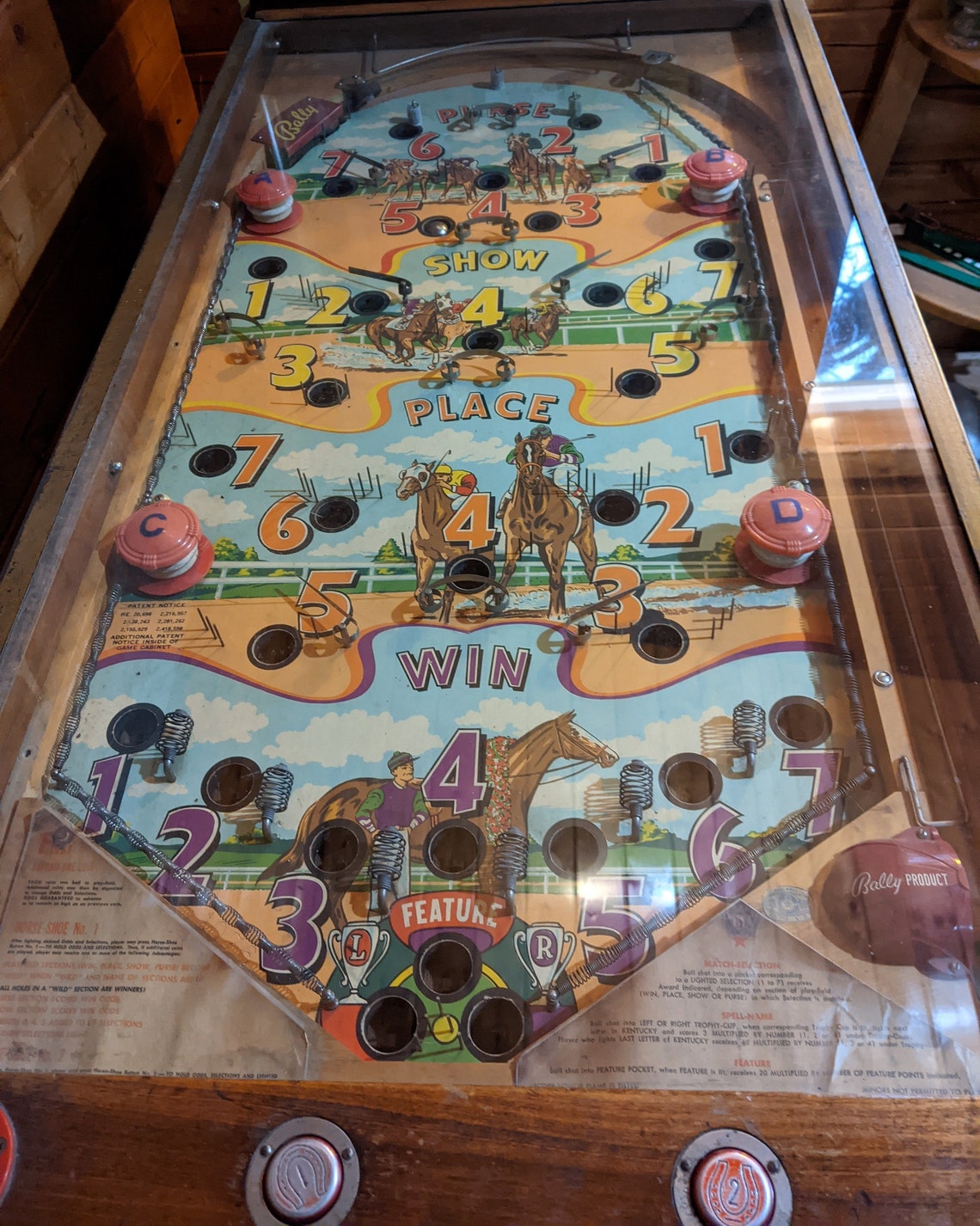 Vintage Pinball Machine Bally Kentucky Electromechanical1949 Etsy
