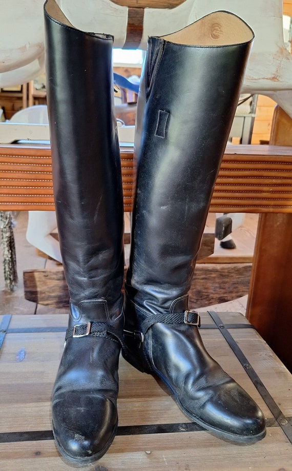 Vintage Riding Boots Black Leather Dressage Cavali